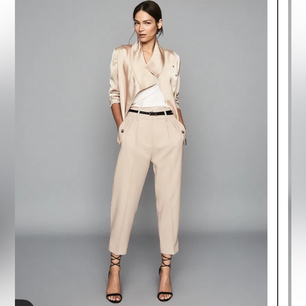 Reiss Cream Cropped Trouser Pants